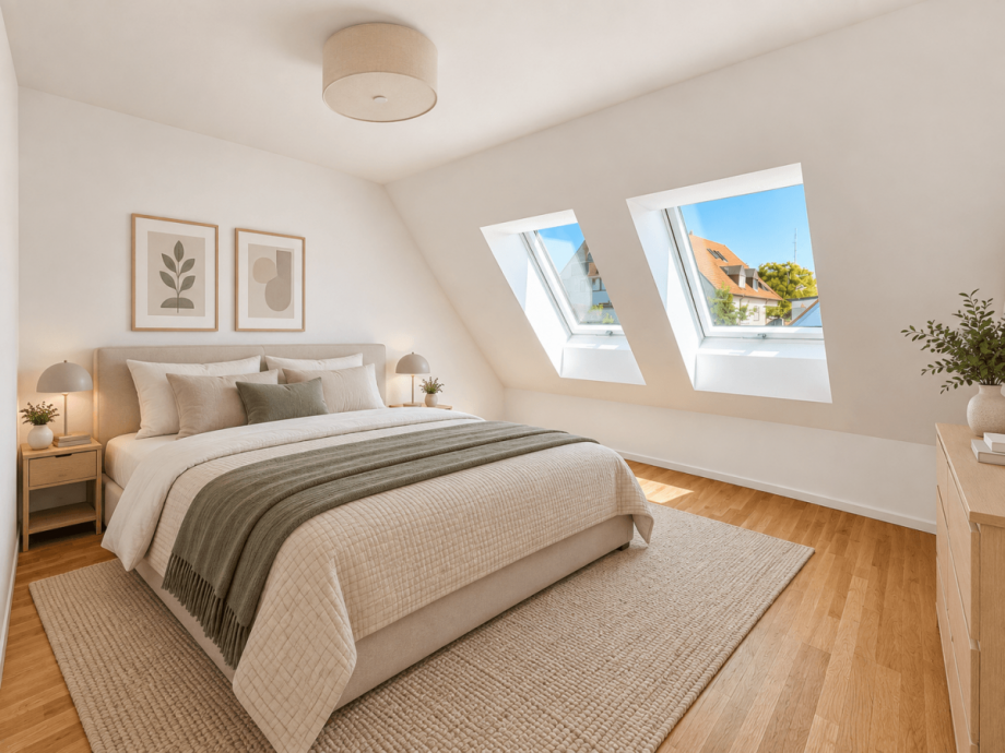 Schlafzimmer KI Visualisierung Maisonettewohnung Leinfelden-Echterdingen