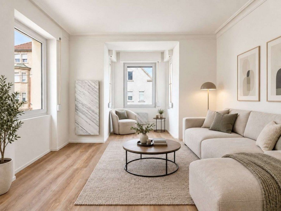 Wohnzimmer (KI generiert) Etagenwohnung Stuttgart