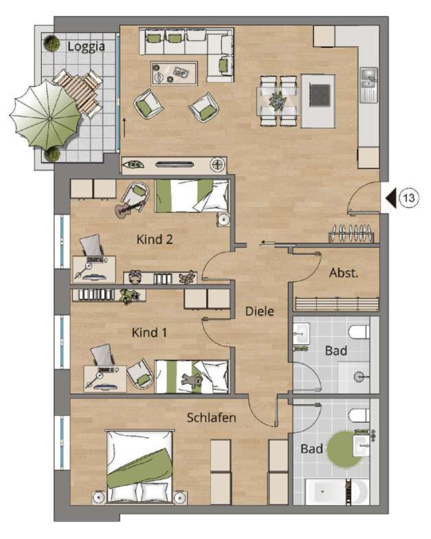 Grundriss Etagenwohnung Steinheim an der Murr
