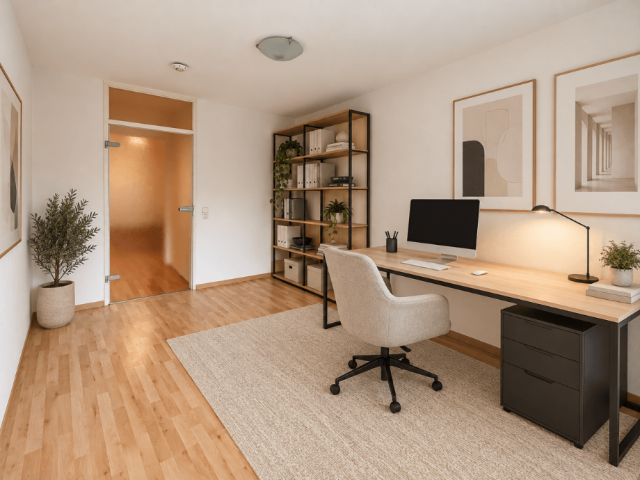 Arbeitszimmer KI-Visualisierung Wohnung Stuttgart