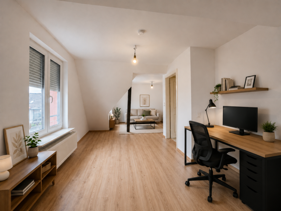 Dachgeschoss (mit KI bearbeitet und m�bliert) Doppelhaush�lfte Ostfildern