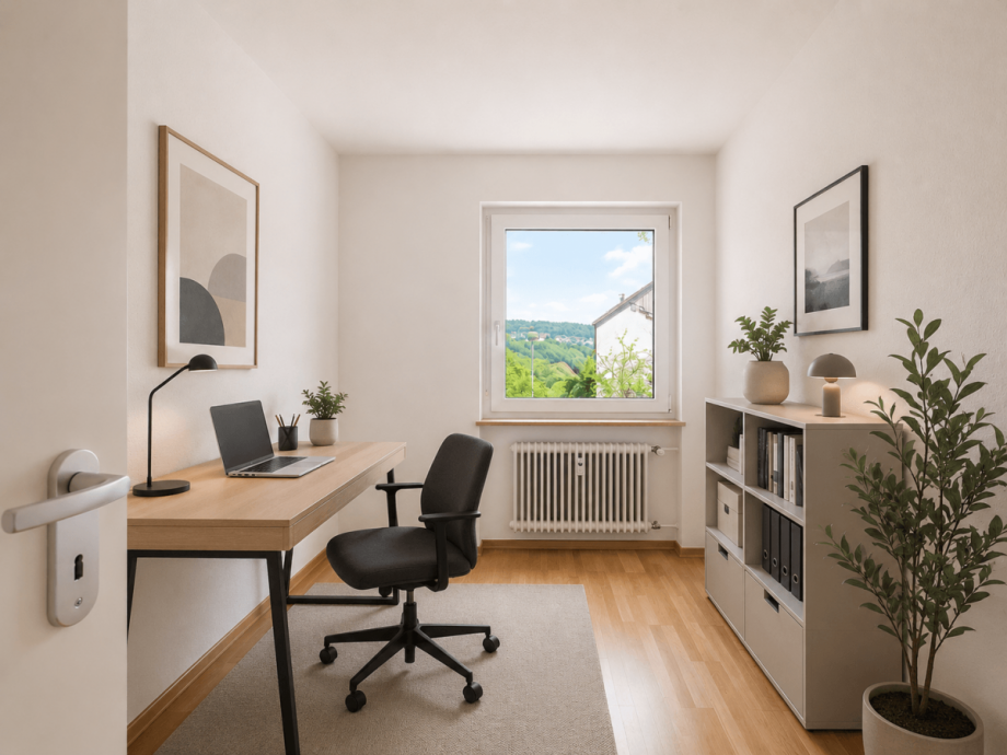 Arbeitszimmer mit KI m�bliert Erdgeschosswohnung Stuttgart
