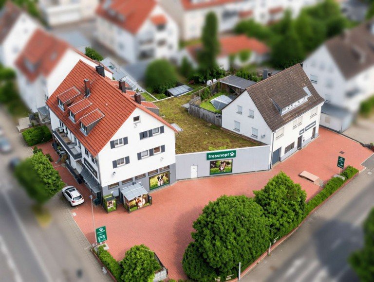 Luftansicht Stuttgart Mehrfamilienhaus Ausgezeichnete Anlage: Wohn- und Gesch�ftsh�user in S-Zuffenhausen