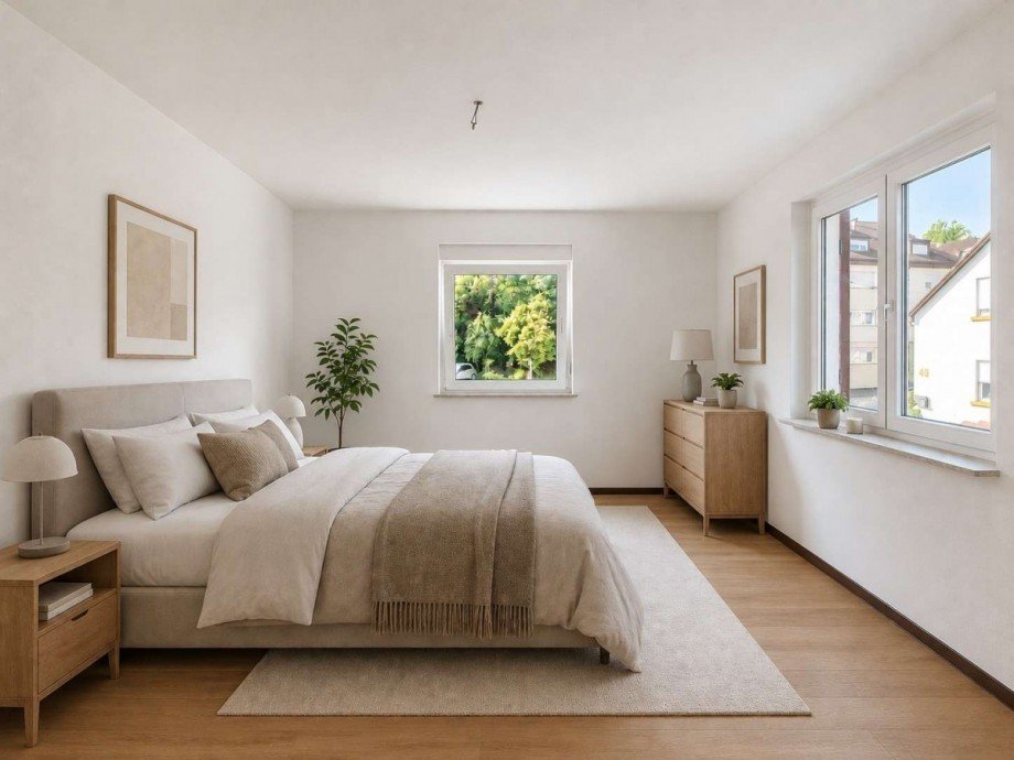 Schlafzimmer KI Visualisierung Etagenwohnung Stuttgart