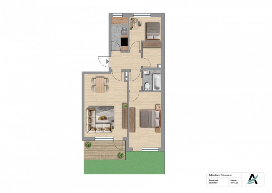 Grundriss Souterrainwohnung Leinfelden-Echterdingen