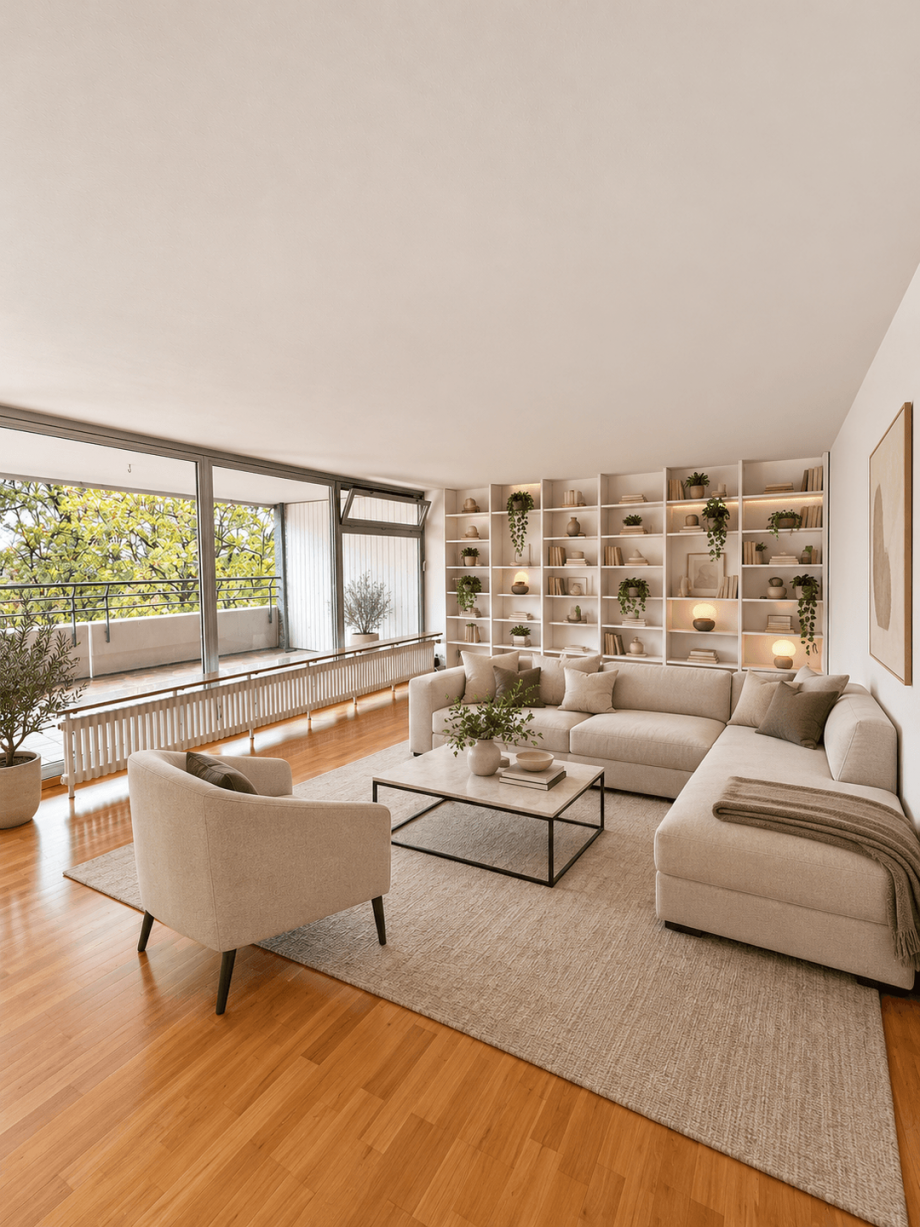 Wohnzimmer KI-Visualisierung Wohnung Stuttgart
