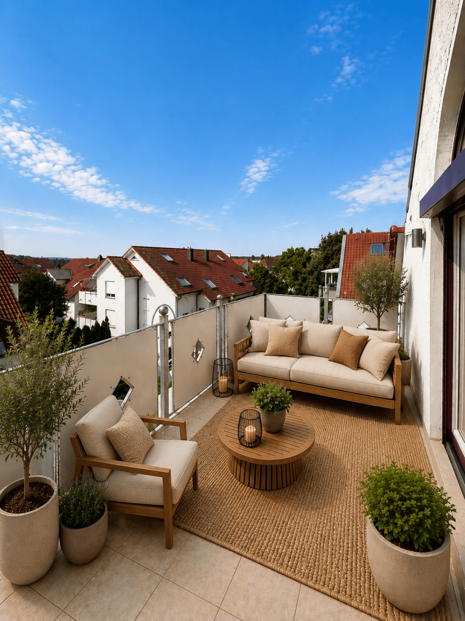 Balkon KI-Visualisierung Maisonettewohnung Stuttgart