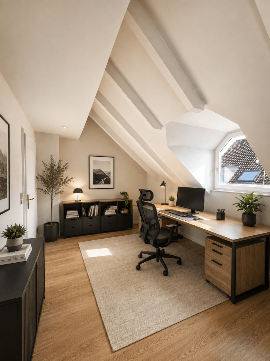 Arbeitszimmer KI-Visualisierung Maisonettewohnung Stuttgart