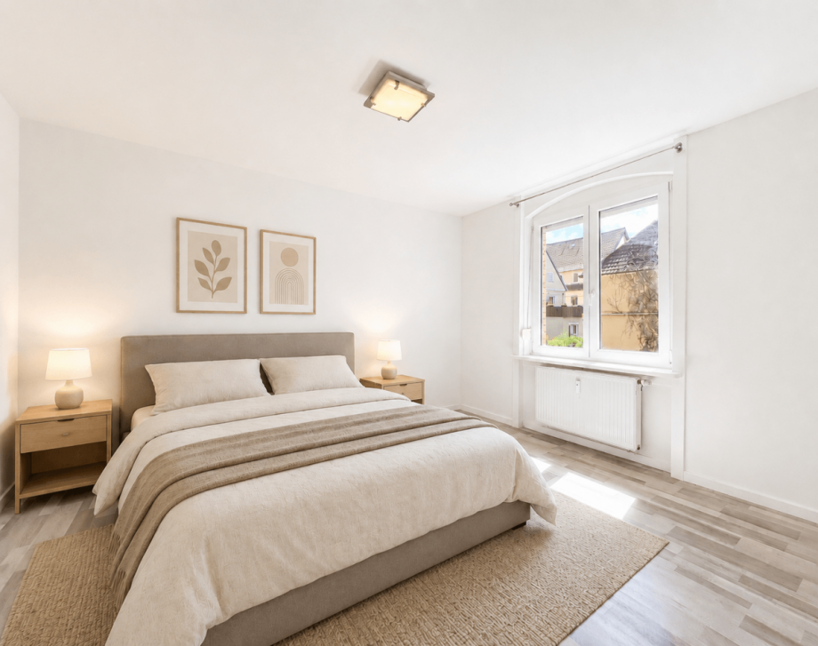 Schlafzimmer (Einrichtungsm�glichkeit - KI) Etagenwohnung Stuttgart