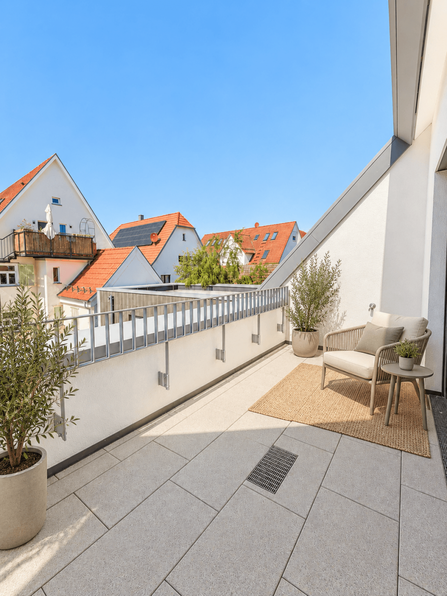Terrasse KI Visualisierung Maisonettewohnung Leinfelden-Echterdingen