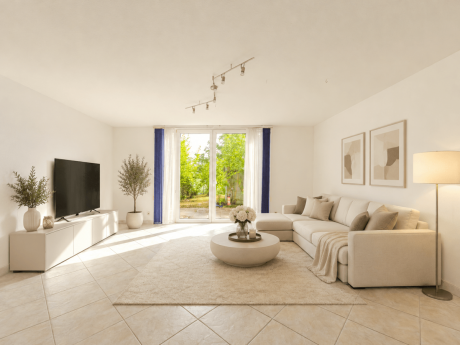 Wohnzimmer (KI-M�blierung) Reihenmittelhaus Stuttgart