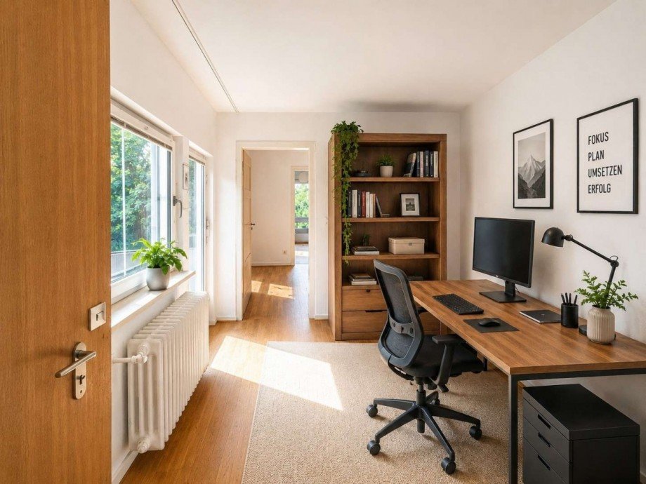 Arbeitszimmer KI-Visualisierung Einfamilienhaus Stuttgart