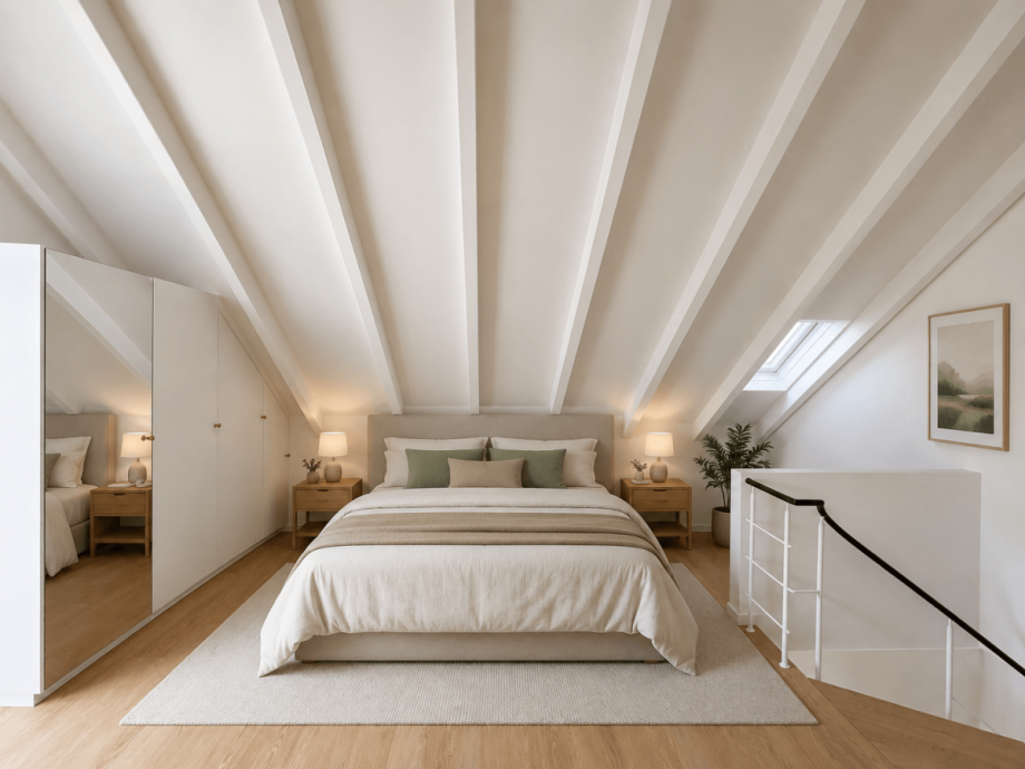 Schlafzimmer KI-Visualisierung Maisonettewohnung Stuttgart