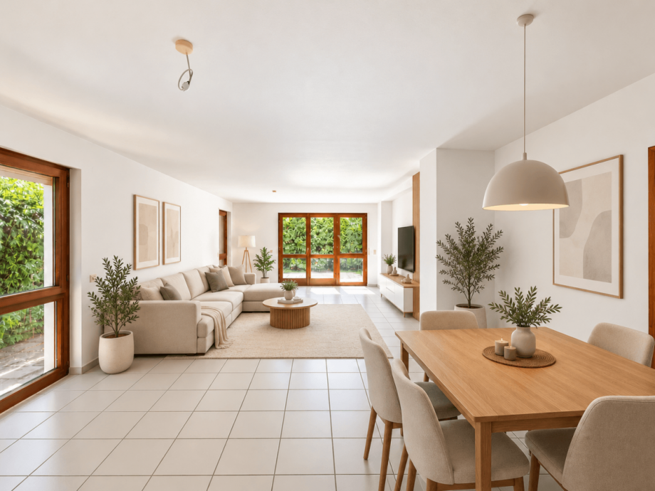 Wohnzimmer (KI-Visualisierung) Wohnung Stuttgart