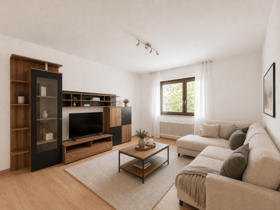 Wohnzimmer Einrichtungsm�glichkeit (KI-generiert) Mehrfamilienhaus Stuttgart