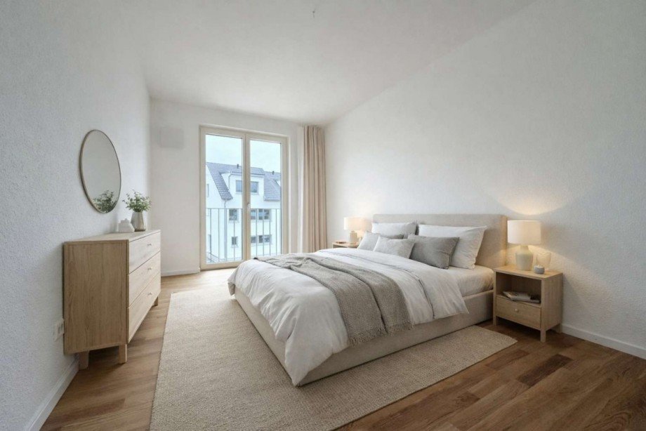Schlafzimmer (mit KI m�bliert) Etagenwohnung Steinheim an der Murr