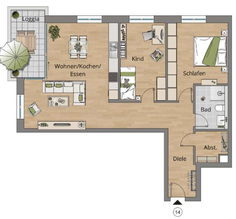 Grundriss Etagenwohnung Steinheim an der Murr