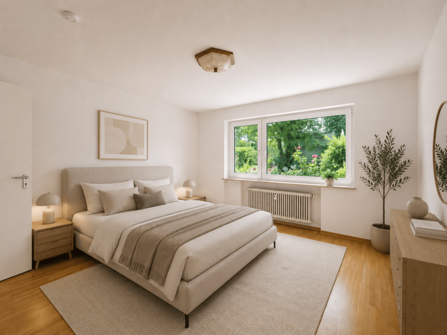 Schlafzimmer mit KI m�bliert Erdgeschosswohnung Stuttgart